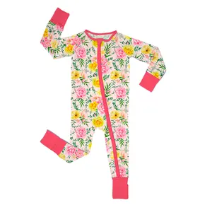 Wholesale Mixed New Born Cute Long Sleeve Zipper Pajamas Spring Cotton Infant Baby Boys Girls Stock Lots Bamboo Rompers