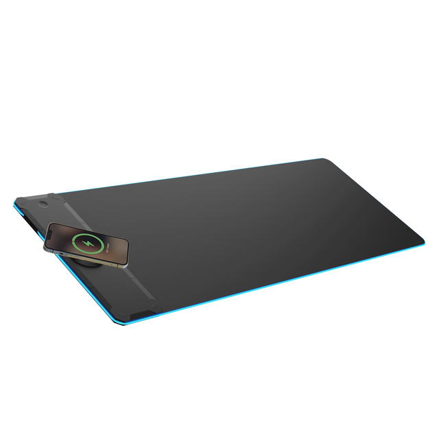 15W Fast Wireless Charging Gaming Mouse Pad Extended RGB Large Mousepad Natural Rubber Non-slip Magnetic Charging Desk Mat