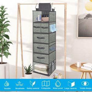 3 Divisible Drawers 6-Shelf Hanging Closet Organizer Hanging Shelves for Closet - Product Image 6
