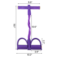 Banda de Resistencia Multifuncional con Cuerda de Tensión para Ejercicio de Yoga, Cuerda Elástica de 4 Tubos con Pedal