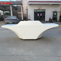 Mostradores de Recepción Móviles para Discapacitados, Mesa de Recepción de Exhibición de Piedra Artificial Única con Ruedas