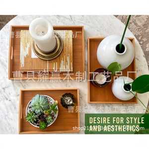 Ensemble de plateaux de service en bambou rectangulaires avec poignées, couleur bois naturel, pour le petit-déjeuner, hôtel, restaurant - Product Image 4