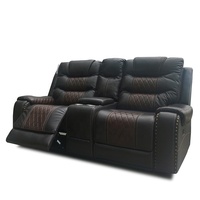 Sofá Seccional de Cuero Reclinable Manual de Diseño Moderno Estilo Americano, Muebles de Sala de Estar, Juego de Sofás Reclinables de Madera 3 2 1, Algodón PP