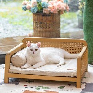 Hot Bán Hình Chữ Nhật <span class=keywords><strong>PVC</strong></span> Rắn Gỗ Mây Pet Sofa Giường Thân Thiện Với Môi & Không Thấm Nước Vết Chịu Mài Mòn Không Gian Tiết Kiệm Cho Động Vật Nhỏ - Product Image 6