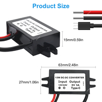 Convertisseur abaisseur de tension DC-DC 12-24V vers 5V 3A 15W USB-C Type-C pour adaptateur de chargeur de téléphone