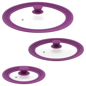 16cm-32cm Multi-Function Tempered Glass Silicone Pot Lids Silicone Cooking Tools Pan Covers