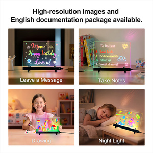 Doodle Glow <span class=keywords><strong>LED</strong></span> 记事板 USB 供电 RGB 发光 <span class=keywords><strong>LED</strong></span> 儿童绘图板，带支架，7 个记号笔，13.8*10 英寸干擦板 - Product Image 3