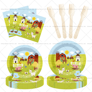 DAMAI <b>Farm</b> Birthday Decorations Plates <b>Set</b> Barnyard Animals Baby Shower Paper Plates Napkins Cups <b>Set</b> Party Supplies - Product Image 3