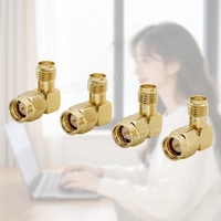 Adaptateur coaxial RF SMA mâle vers femelle, angle droit 90 degrés, forme en L, 50 ohms, plaqué or, faible perte, pour antenne