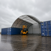 Tenda ad Arco per Container con Pannelli Trasparenti, Struttura in Acciaio PVC, Riparo per Stoccaggio Montato su Container Marittimo