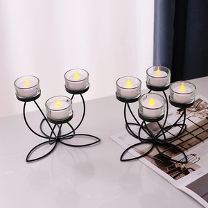 <b>Iron</b> Candle Holders Gold Plated 3 Arm Tea Light Holder For Wedding Home Decoration - Product Image 2