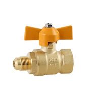 Válvula de bola de gas de latón Flare de 1/2 "Fip X 3/8" con mango de mariposa