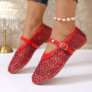Women Open Toe Mesh <b>Glitter</b> Sandals Breathable Rhinestone Casual Summer Beach <b>Shoes</b> - Product Image 2