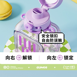 Plastic Drinkware Dual-Drink Flip Top Straw Cup 850ml Bpa Free Travel Water Bottle For Students - Product Image 4