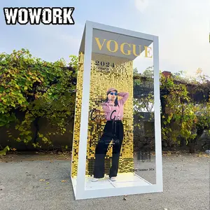 Wowork - Suporte de decoração com lantejoulas para paredes e festas, cabine fotográfica destacável para revistas e festas de aniversário, ouro e prata, atacado