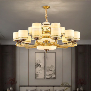 Chinese Style All Copper Jade Chandelier Multi Head Led <b>Light</b> For Living Room Home Decor - Product Image 2