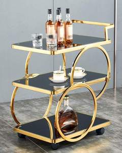 Multipurpose Room Luxury 3-tier Storage Wedding Hotel Dining Gold Food Serving Liquor Wine Service Tea <strong>Drinks</strong> Trolley Cart <strong>Bar</strong> - Product Image 4