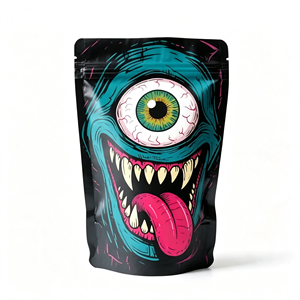 Bolsa de Plástico con Cierre Hermético y Base Plana, Diseño de Monstruo de un Solo Ojo para Halloween, Color Negro Mate - Product Image 1