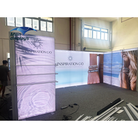 Étagères d'exposition pour salon professionnel en aluminium de 20 pieds (6 m) à support libre, éclairées, avec tissu rétroéclairé, stand d'exposition, boîte lumineuse publicitaire