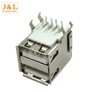 High Quality Long Body Right Angle 8 Pins Double Layers PCB USB Type A Stacked 8 Position Female Connector