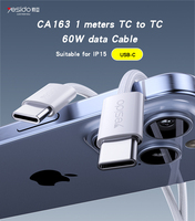 Kabel Data Yesido 2 Meter 60W Pengisian Cepat Desain Kain Terjalin TC ke TC untuk IP