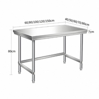 Table de travail moderne personnalisable en acier inoxydable robuste avec roulettes, facile à nettoyer, pour les fournitures de cuisine des hôtels et restaurants