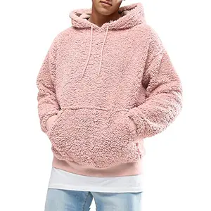 Sudadera con capucha para hombre, con bolsillos tipo canguro, de lana, color verde, liso, 2023