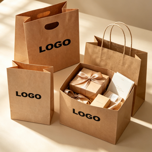 Sacs en papier kraft imprimés avec poignée, sacs cadeaux écologiques pour boutiques de détail, personnalisation du logo - Product Image 2