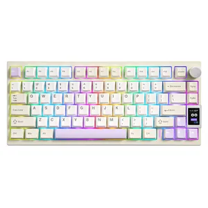 YUNZII AL80 QMK melalui <span class=keywords><strong>Keyboard</strong></span> mekanis aluminium layar <span class=keywords><strong>LCD</strong></span>, lampu RGB Bluetooth & USB-C dapat ditukar untuk Mac/Windows - Product Image 1