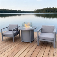 Table de foyer à gaz ronde en aluminium de 91cm avec canapé