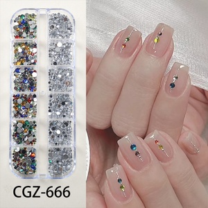 Accesorios de Uñas con Diamantes Redondos Pequeños de Fondo Plano, 12 Cajas, Tamaños Variados, Decoraciones de Uñas Súper Brillantes, Gran Venta - Product Image 3