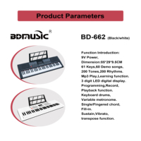 Smart Electronic Piano BD-662DB Portable Musical Instruments Electronic Keyboard Piano With 61 Lighted Keys Suit for Adult & Kid