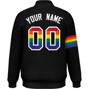 Custom Varsity Jacket Unisex Adult Canvas Casual <b>Rainbow</b> Logo Personalized Stitched Letterman Bomber Jacket - Product Image 2