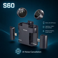 Microphone sans fil miniature S60 avec clip USB-C pour blogueur, téléphone, TikTok et diffusion en direct