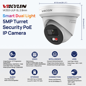 Caméra de sécurité intelligente <span class=keywords><strong>hybride</strong></span> dôme 5MP <span class=keywords><strong>Sony</strong></span> H.265 couleur avec alarme sonore, vision nocturne, étanche IP67 pour extérieur et intérieur - Product Image 2