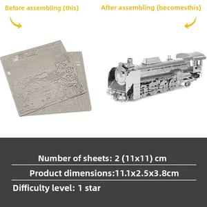 Modèle de locomotive Crazy Model D51, tout en métal, en acier inoxydable, assemblage DIY, <span class=keywords><strong>puzzle</strong></span> 3D sans colle, moins de 50 pièces - Product Image 2