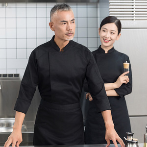 Uniformes d'hôtel à bas prix veste <span class=keywords><strong>de</strong></span> chef à manches longues veste <span class=keywords><strong>de</strong></span> <span class=keywords><strong>cuisine</strong></span> restaurant cuisson café chef manteau <span class=keywords><strong>vêtements</strong></span> <span class=keywords><strong>de</strong></span> nettoyage des travailleurs - Product Image 3