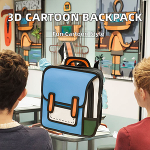 3D Jump Style 2D Zeichnung Cartoon Book Daypack Rucksack für Jungen und Mädchen im Teenager alter Reiß verschluss mit Polyester futter - Product Image 3
