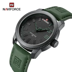 NAVIFORCE Marca 9202L Relógio Esportivo Homens Moda Casual Quartzo Relógio De Pulso Masculino Data À Prova D 'Água Relógio Analógico De Couro