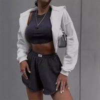 L801028 Ensemble de vêtements de détente personnalisés pour femmes Débardeur côtelé Y2k Soutien-gorge de sport Jogger ample Sweat vierge Ensemble short 2 pièces pour femmes