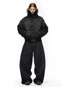 2025 ओम कस्टम कॉलर हूडेड फ्लाइट जैकेट भारी धोया गया - Product Image 6