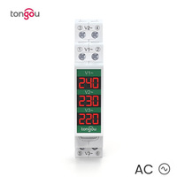 Voltmètre triphasé CA à montage sur rail DIN TONGOU 60V-450V, affichage numérique intelligent, instrument électrique M255