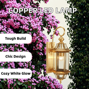 All-Copper Gold Glass LED <b>Wall</b> Lamp Indoor and Outdoor Home Garden Corner Sconces Fancy <b>Wall</b> <b>Light</b> - Product Image 3
