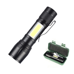 Xách Tay <span class=keywords><strong>Mini</strong></span> 10W LED <span class=keywords><strong>Torch</strong></span> Đèn pin XPE COB ánh sáng với 3 chế độ màu xanh lá cây hợp kim nhôm USB sạc không thấm nước đi kèm hộp quà tặng - Product Image 5