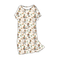 Robe à manches courtes personnalisée imprimée rose Vêtements de détente Pyjamas Robes de nuit Chemise de nuit