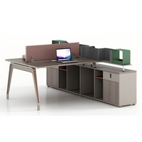 Poste de travail de bureau moderne en forme de L avec cloison, bureau informatique de luxe pour cadre, ensemble de mobilier de bureau en gros