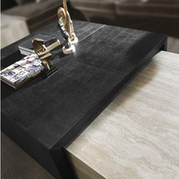 Table basse rectangulaire en pierre naturelle de luxe, table de salon simple et post-moderne, table basse wabi-sabi