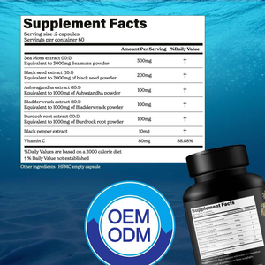 Suplemento Todo en Uno OEM, Musgo Marino, Aceite de Semillas <span class=keywords><strong>Negras</strong></span>, Ashwagandha, Alga Marina, Bardana, Vitamina C, Apoyo a la Vitalidad y Energía, 120 Cápsulas - Product Image 3