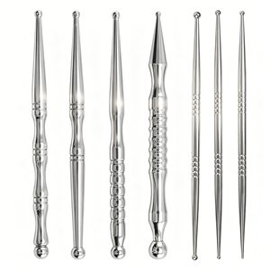 Stylo d'acupression double extrémité <span class=keywords><strong>en</strong></span> acier inoxydable, outil de stimulation des méridiens pour la réflexologie des pieds et du visage - Product Image 4