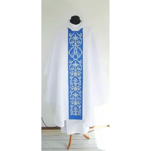 神职人员编织蓝色Chasuble成人教堂神职人员衬衫